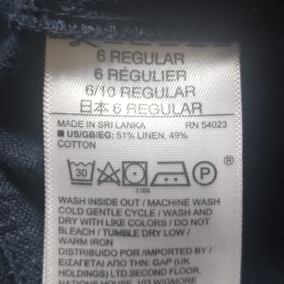 GAP D&R Wide Leg Self Tie Uniform Linen Cotton Navy Blue Trousers Pants 6 2017 - Picture 7 of 16